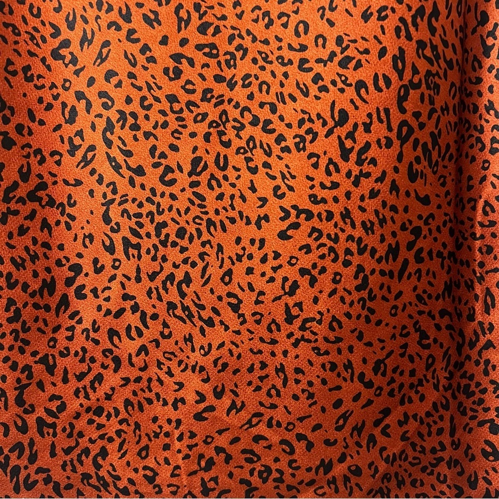 Heartloom S Copper Leopard Animal Print Satin Elastic Waist Midi Slip Skirt - Picture 2 of 7